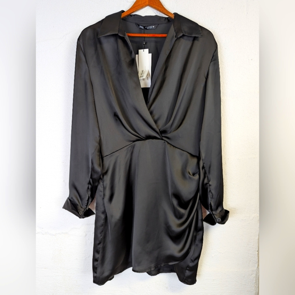 Zara Black Satin Mini Dress
